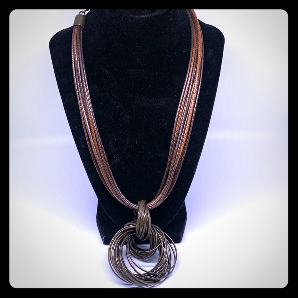 Vintage Necklace with Cooper Ring Pendant